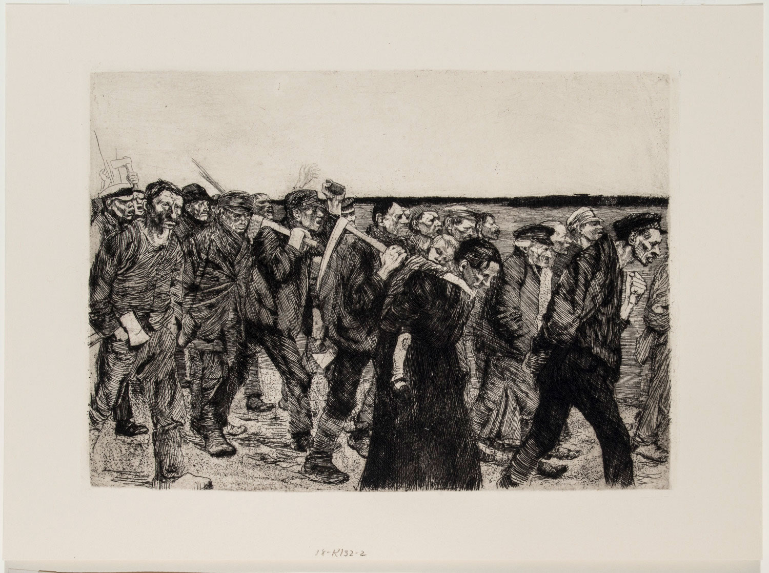 Kathe Kollwitz, March of the Weavers (Marcha de los tejedores), 19th-20th century. Etching. Bequest of Ruth Bank Weil. © 2020 Artists Rights Society (ARS), New York.