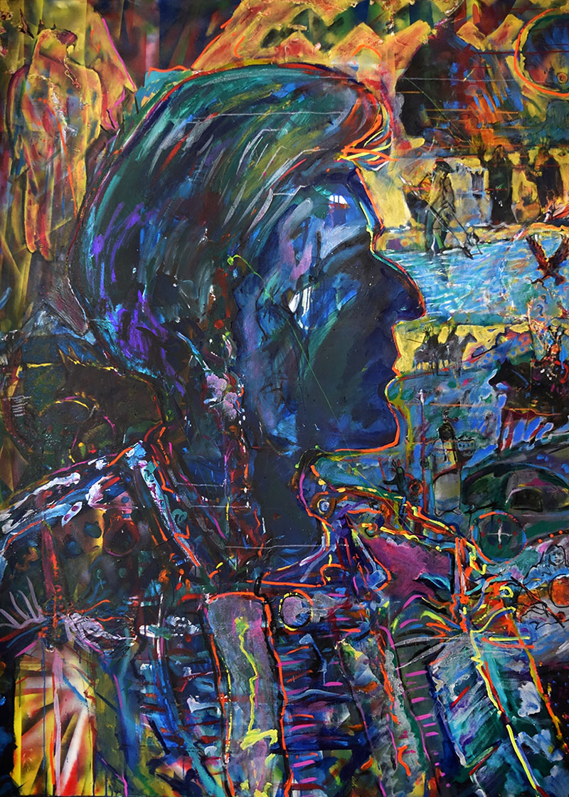 Jim Covarrubias, Cheyenne, 1989. Acrylic on canvas. Courtesy of the artist, Photo: Tom Marrs