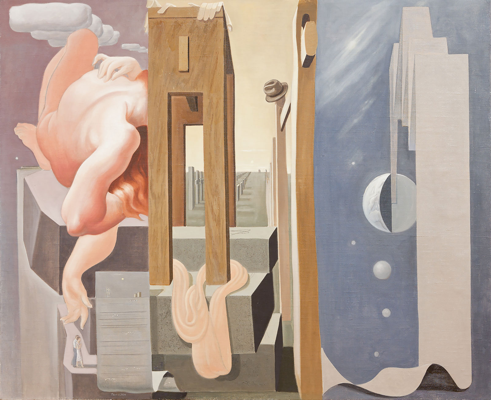 Lorser Feitelson, Love: Eternal Recurrence (Amor: recurrencia eterna), 1935-1936. Oil on canvas. Gift of Dr. and Mrs. Lorenz Anderman. © The Feitelson/Lundeberg Art Foundation, Orange, Calif.