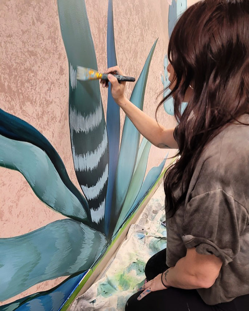 Sabree Garcia, Mural at Hilton Garden Inn Employee Lounge (detail), 2021. Acrylic. Courtesy of the artist