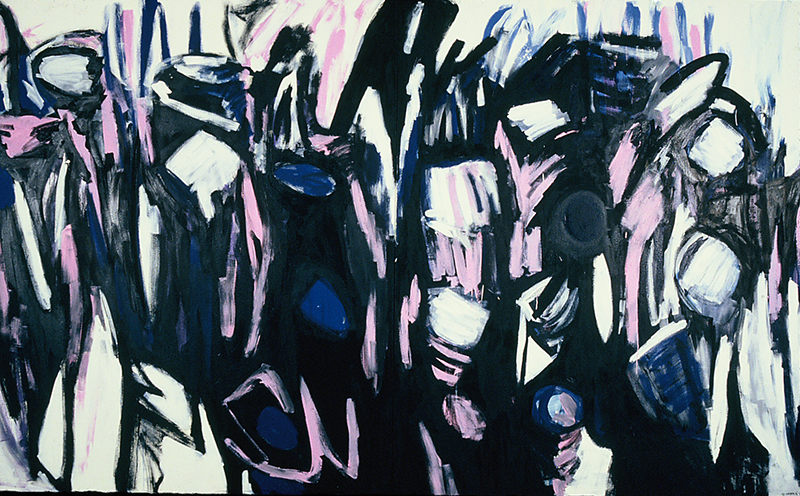 Deborah Harris, Baile de Mascaras, 1988. Oil on canvas. Courtesy of the artist, Photo: John Ormand.